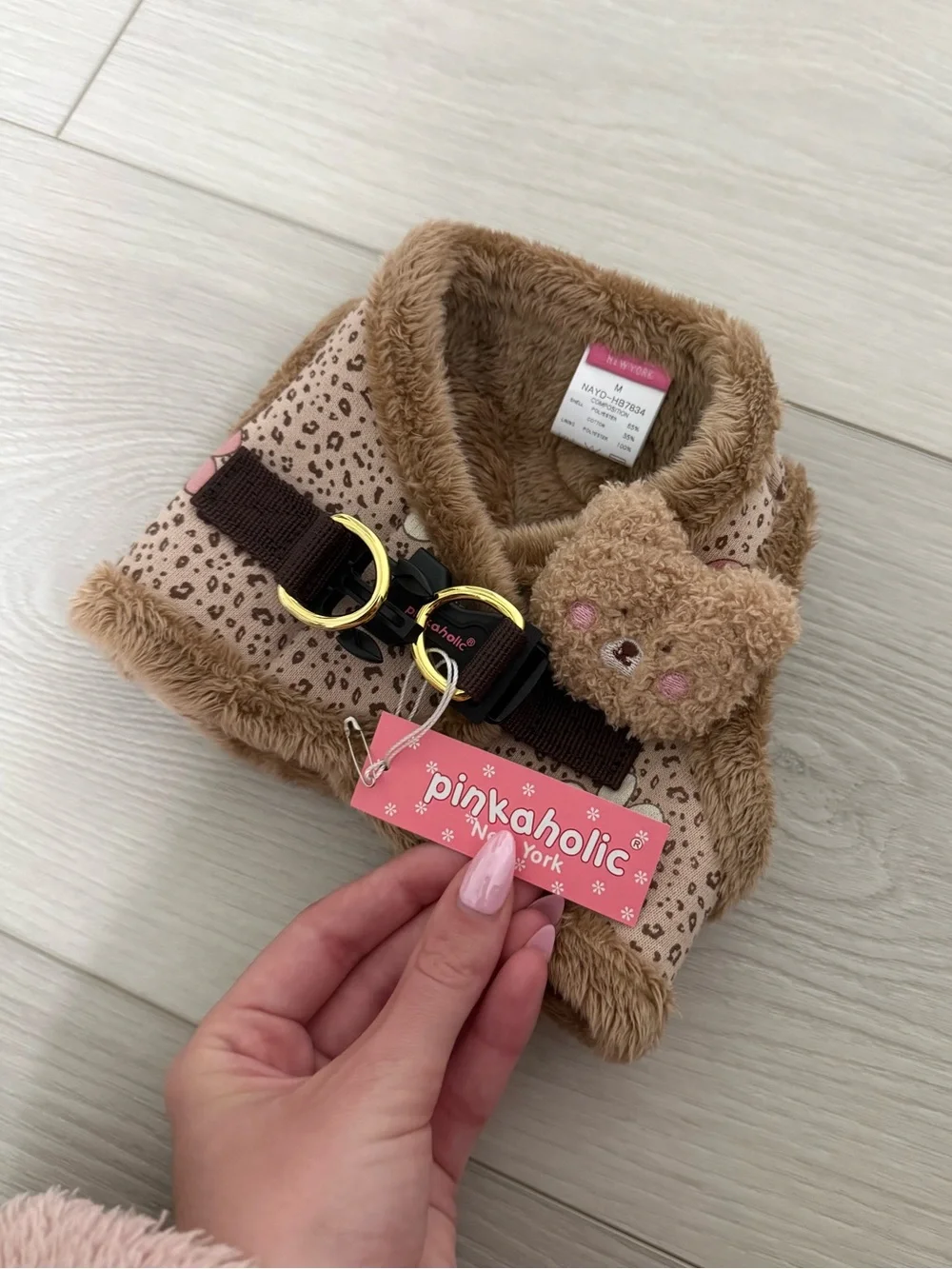 NWT PINKAHOLIC PLUSH DOG HARNESS